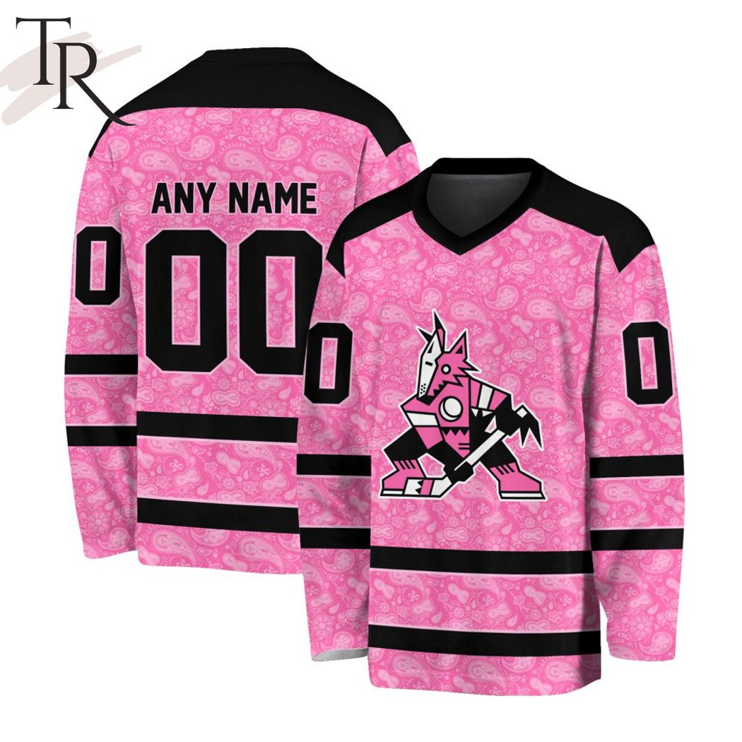 NHL Arizona Coyotes Specialized Hockey Jersey In Classic Style With  Paisley! Pink Breast Cancer - Torunstyle