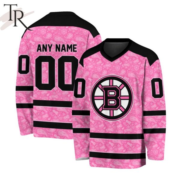 NHL Boston Bruins Special Pink V-neck Long Sleeve