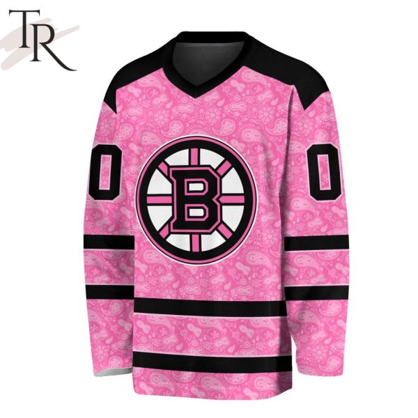 NHL Boston Bruins Special Pink V-neck Long Sleeve