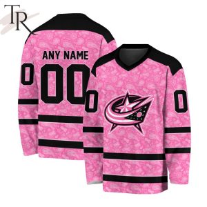 NHL Columbus Blue Jackets Special Pink V-neck Long Sleeve