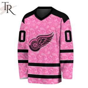 NHL Detroit Red Wings Special Pink V-neck Long Sleeve