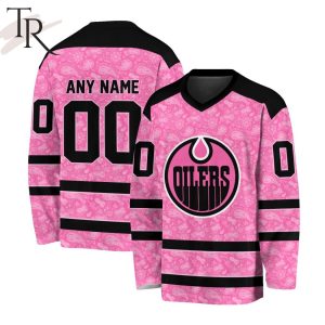 NHL Edmonton Oilers Special Pink V-neck Long Sleeve