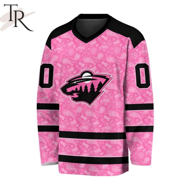 NHL Minnesota Wild Special Pink V-neck Long Sleeve