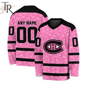 NHL Montreal Canadiens Special Pink V-neck Long Sleeve