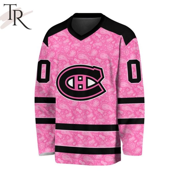 NHL Montreal Canadiens Special Pink V-neck Long Sleeve