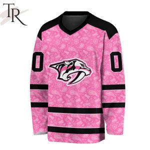 NHL Nashville Predators Special Pink V-neck Long Sleeve