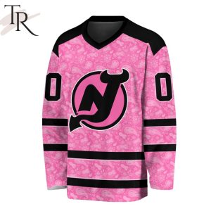 NHL New Jersey Devils Special Pink V-neck Long Sleeve