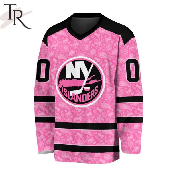 NHL New York Islanders Special Pink V-neck Long Sleeve