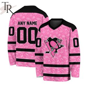 NHL Pittsburgh Penguins Special Pink V-neck Long Sleeve