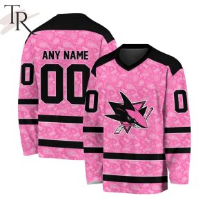 NHL San Jose Sharks Special Pink V-neck Long Sleeve
