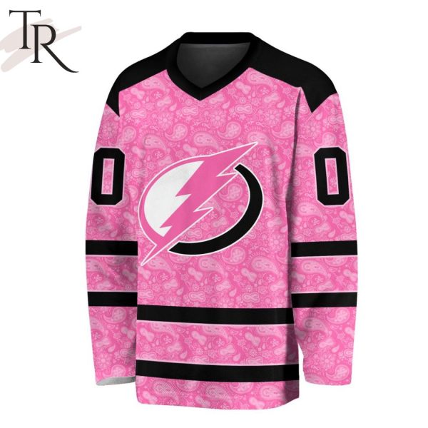 NHL Tampa Bay Lightning Special Pink V-neck Long Sleeve