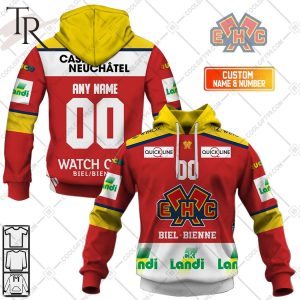 Personalized NL Hockey EHC Biel Home jersey Style Hoodie