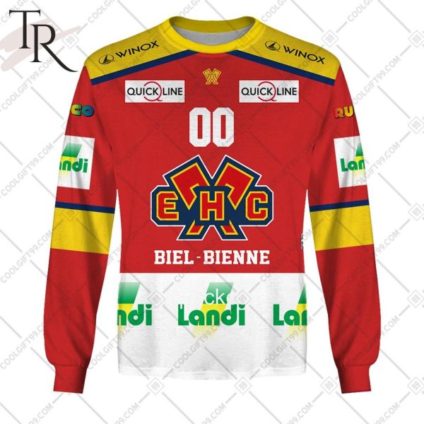 Personalized NL Hockey EHC Biel Home jersey Style Hoodie