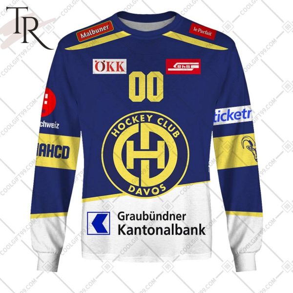 Personalized NL Hockey HC Davos Home jersey Style Hoodie