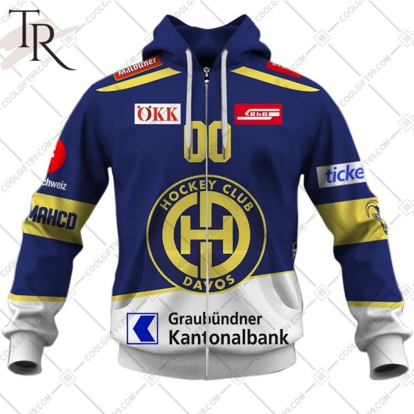 Personalized NL Hockey HC Davos Home jersey Style Hoodie