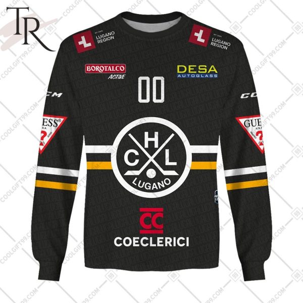 Personalized NL Hockey HC Lugano Home jersey Style Hoodie