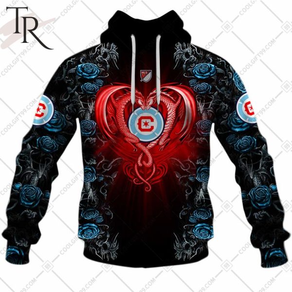 Personalized MLS Chicago Fire FC Roses Dragon Couple Hoodie