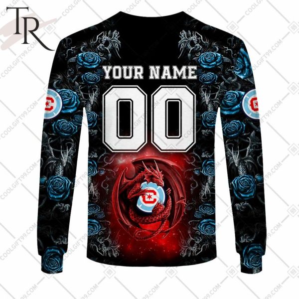 Personalized MLS Chicago Fire FC Roses Dragon Couple Hoodie