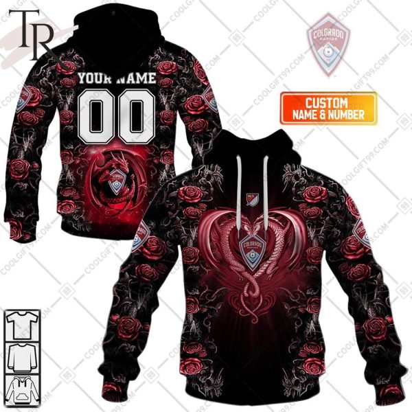 Personalized MLS Colorado Rapids Roses Dragon Couple Hoodie