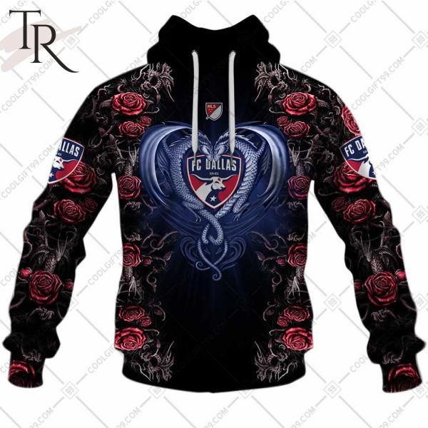 Personalized MLS FC Dallas Roses Dragon Couple Hoodie