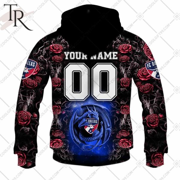 Personalized MLS FC Dallas Roses Dragon Couple Hoodie