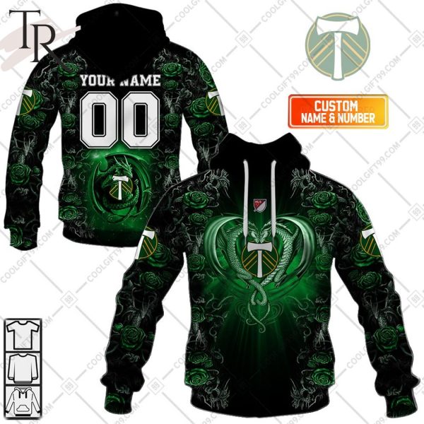 Personalized MLS Portland Timbers Roses Dragon Couple Hoodie
