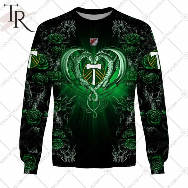 Personalized MLS Portland Timbers Roses Dragon Couple Hoodie