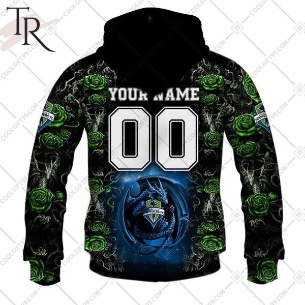 Personalized MLS Seattle Sounders FC Roses Dragon Couple Hoodie