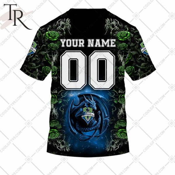 Personalized MLS Seattle Sounders FC Roses Dragon Couple Hoodie