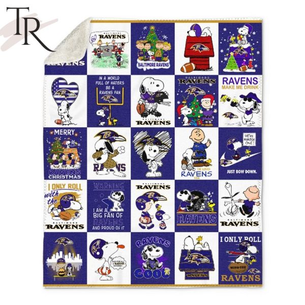 Baltimore Ravens Snoopy Make Me Drink And I Only Roll Ravens Merry Christmas Fleece Blanket
