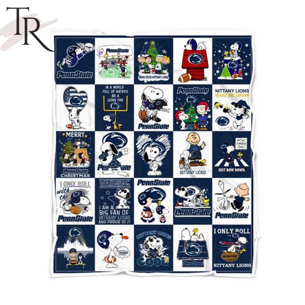 Snoopy Penn State Make Me Drink I Only Roll Penn State Marry Christmas Fleece Blanket