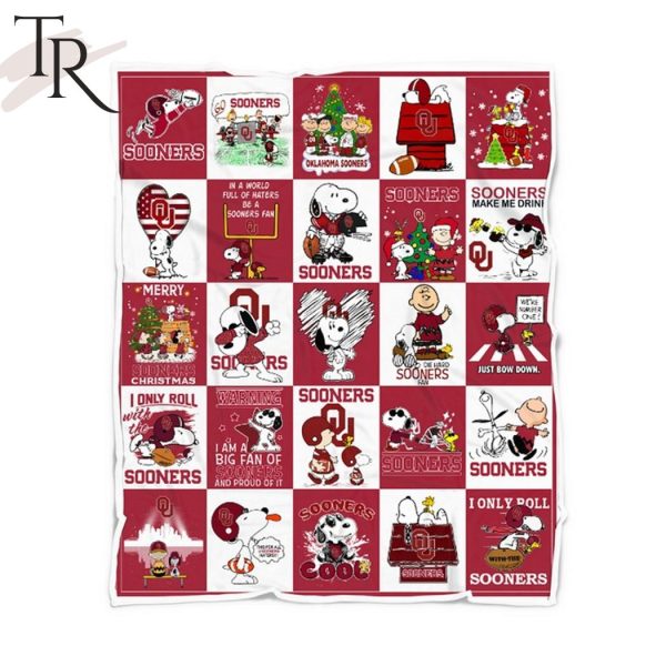 Snoopy Sooners Make Me Drink I Only Roll Sooner Marry Christmas Fleece Blanket