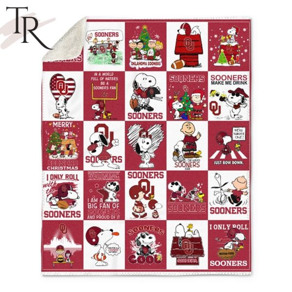 Snoopy Sooners Make Me Drink I Only Roll Sooner Marry Christmas Fleece Blanket