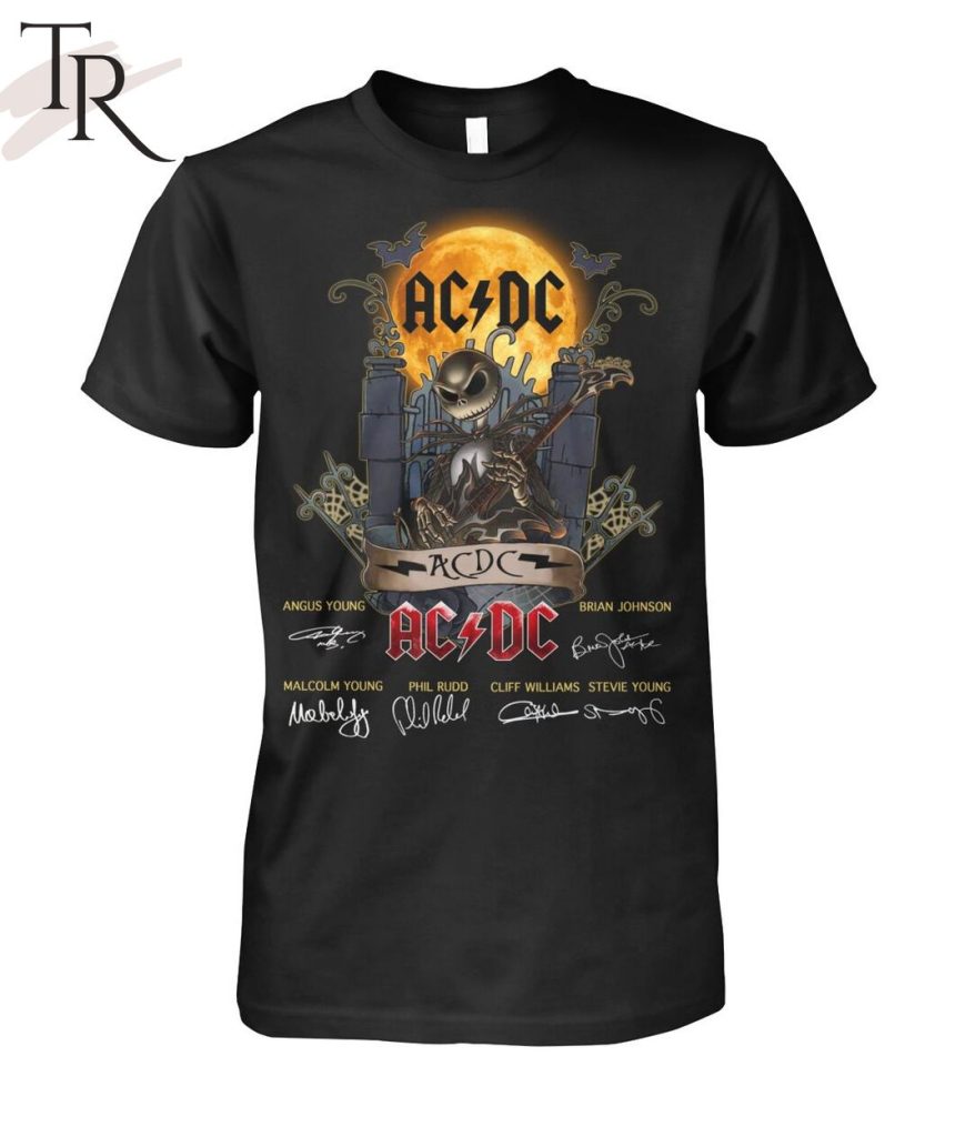 Jack Skellington Collab AC DC Signature Halloween T-Shirt - Torunstyle