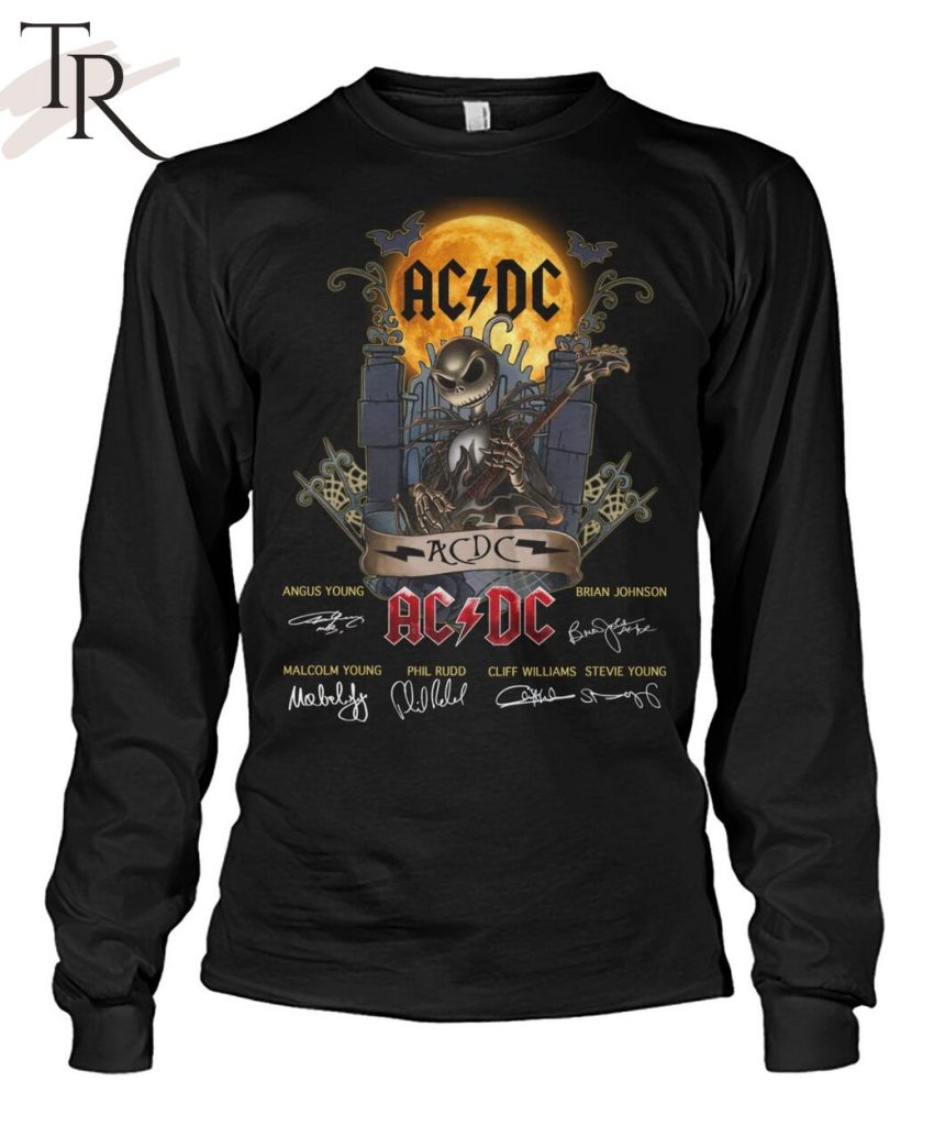 Jack Skellington Collab AC DC Signature Halloween T-Shirt - Torunstyle