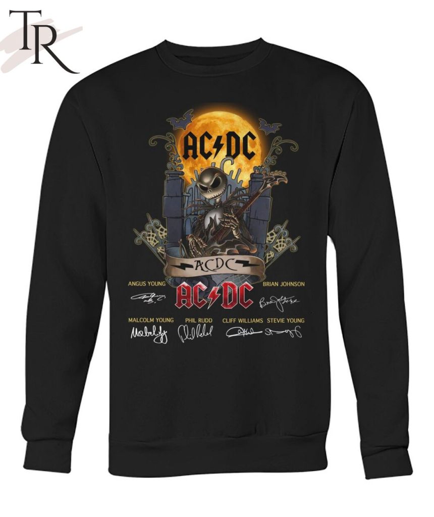 Jack Skellington Collab AC DC Signature Halloween T-Shirt - Torunstyle