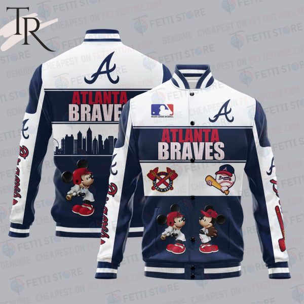 Atlanta Braves City And Logo Pattern Print Varsity Jacket