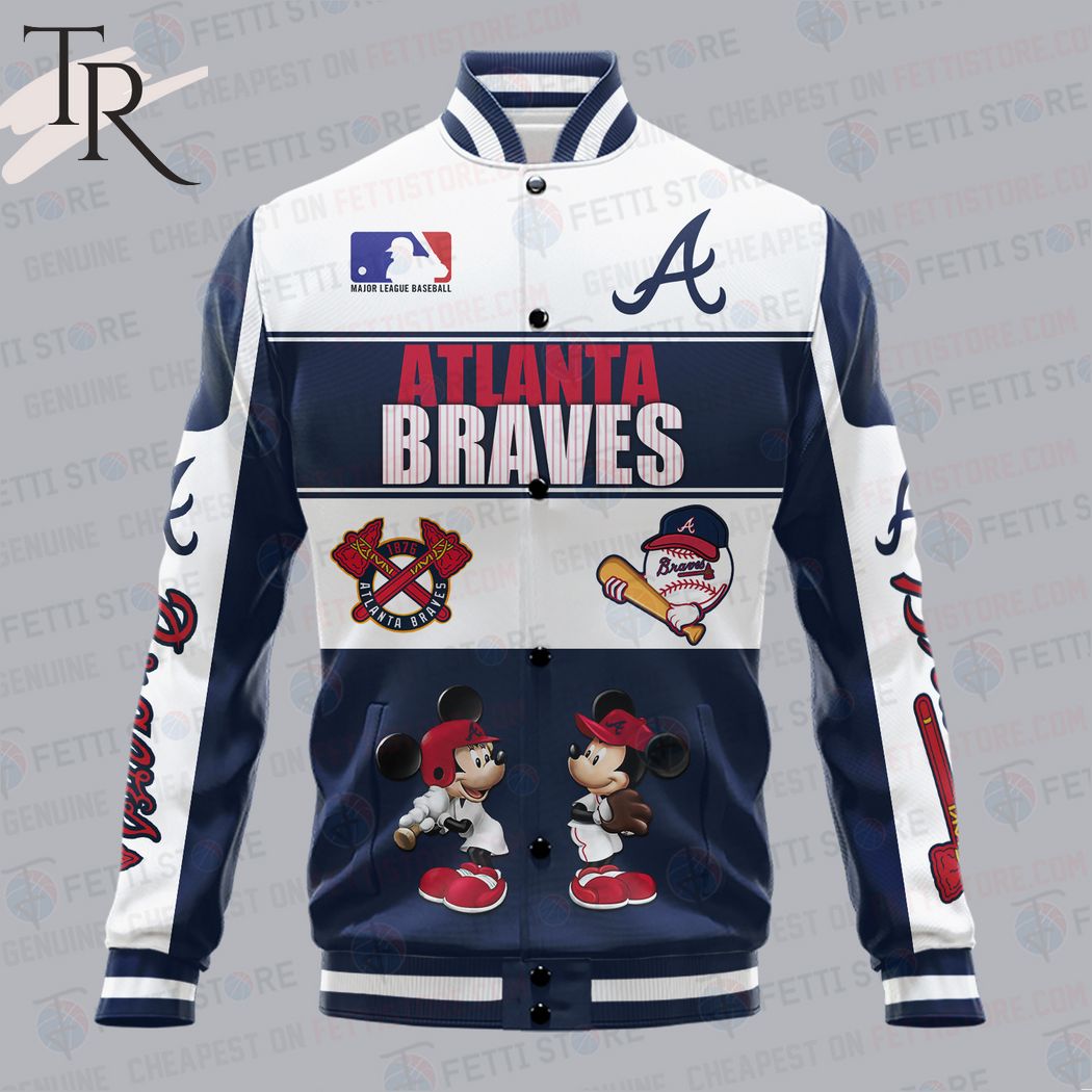 Atlanta Braves City And Logo Pattern Print Varsity Jacket - Torunstyle
