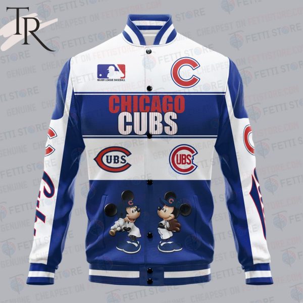 Chicago Cubs City And Logo Pattern Print Varsity Jacket