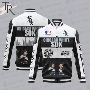 Chicago White Sox City And Logo Pattern Print Varsity Jacket
