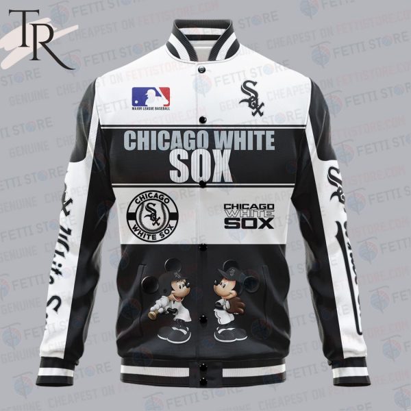 Chicago White Sox City And Logo Pattern Print Varsity Jacket