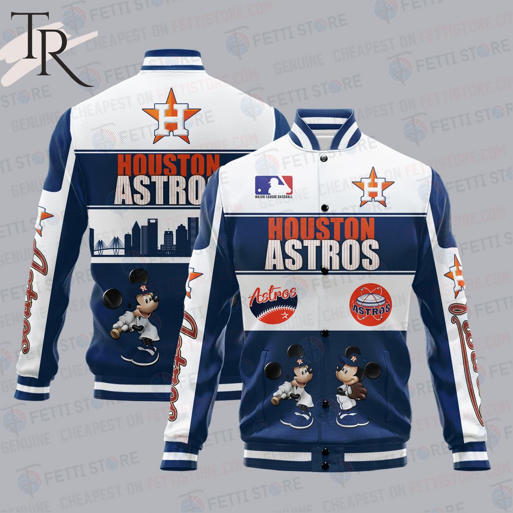 Houston Astros City And Logo Pattern Print Varsity Jacket - Torunstyle