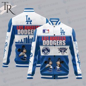 Los Angeles Dodgers City And Logo Pattern Print Varsity Jacket