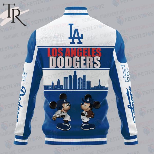 Los Angeles Dodgers City And Logo Pattern Print Varsity Jacket