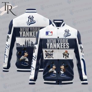 New York Yankees City And Logo Pattern Print Varsity Jacket