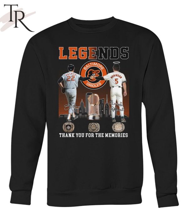 Legends Baltimore Orioles Palmer And Robinson Thank You For The Memories T-Shirt