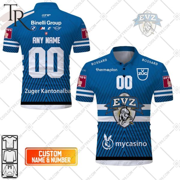 Personalized NL Hockey EV Zug Home Jersey Style Polo Shirt