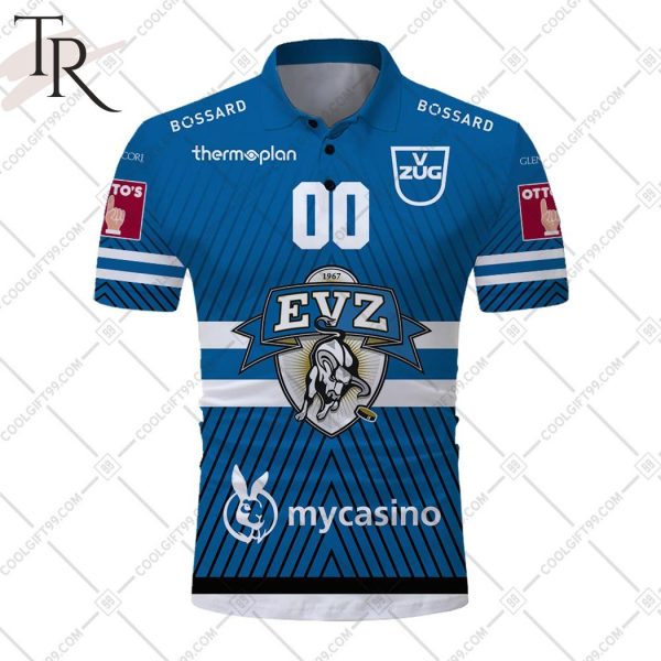 Personalized NL Hockey EV Zug Home Jersey Style Polo Shirt