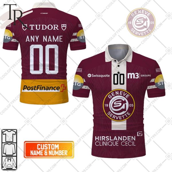 Personalized NL Hockey Geneve Servette HC Home Jersey Style Polo Shirt