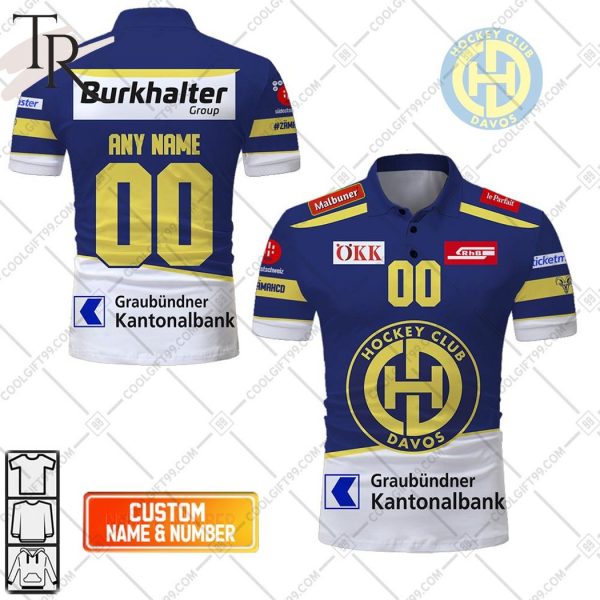 Personalized NL Hockey HC Davos Home Jersey Style Polo Shirt